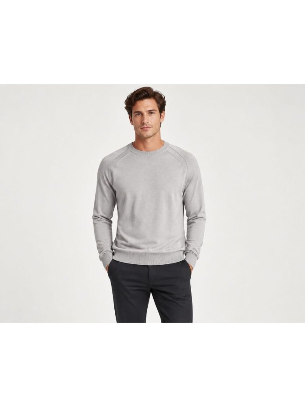 Ted Baker London Saddle Shoulder Grey Crew Neck Sweater Size 2